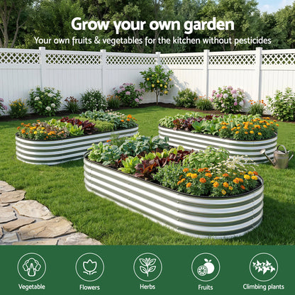 Greenfingers Raised Garden Bed 1.2m x .6m x 300mm - Silver