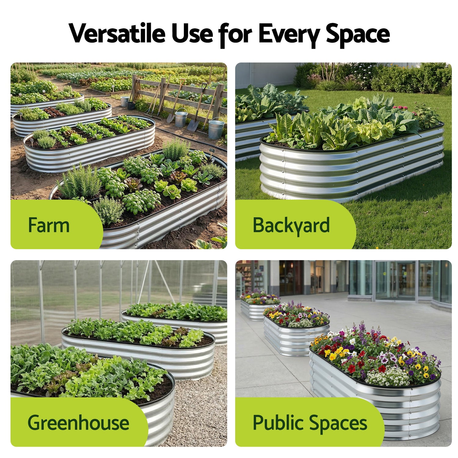 Greenfingers Raised Garden Bed 1.2m x .6m x 300mm - Silver