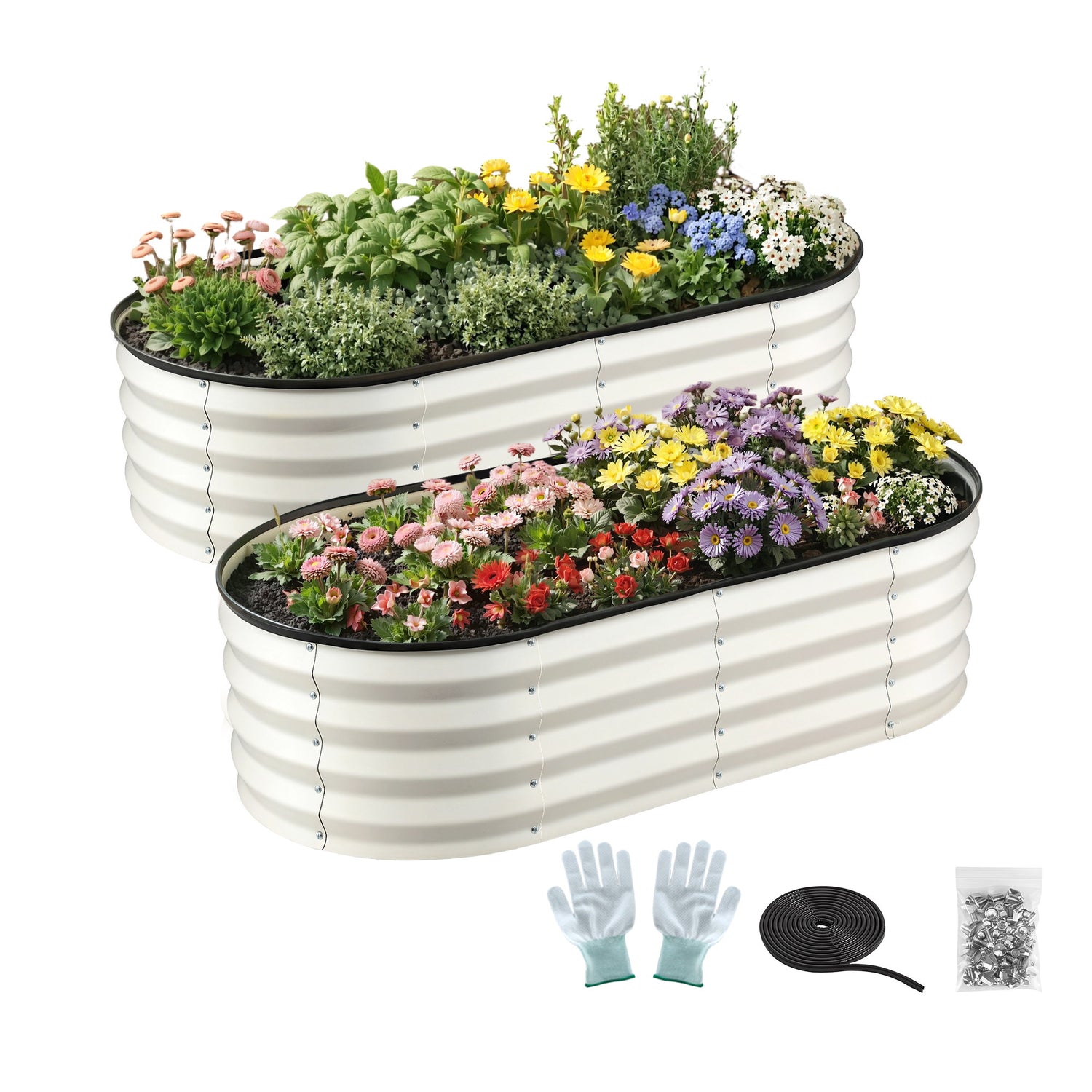 Greenfingers Raised Garden Bed 1.2m x .6m x 300mm (Twin pack) - White