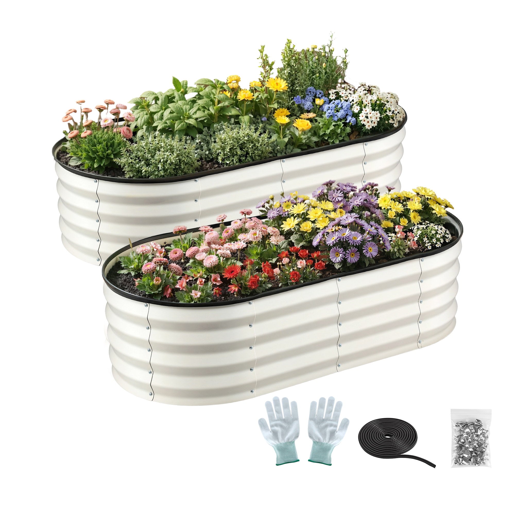 Greenfingers Raised Garden Bed 1.2m x .6m x 300mm (Twin pack) - White