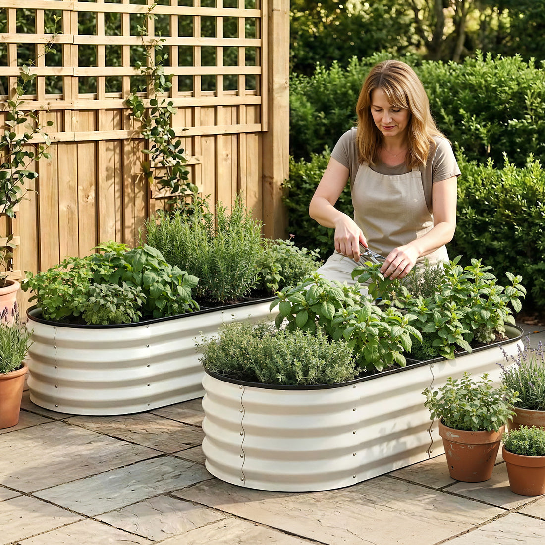 Greenfingers Raised Garden Bed 1.2m x .6m x 300mm (Twin pack) - White
