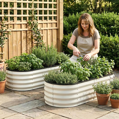Greenfingers Raised Garden Bed 1.2m x .6m x 300mm (Twin pack) - White