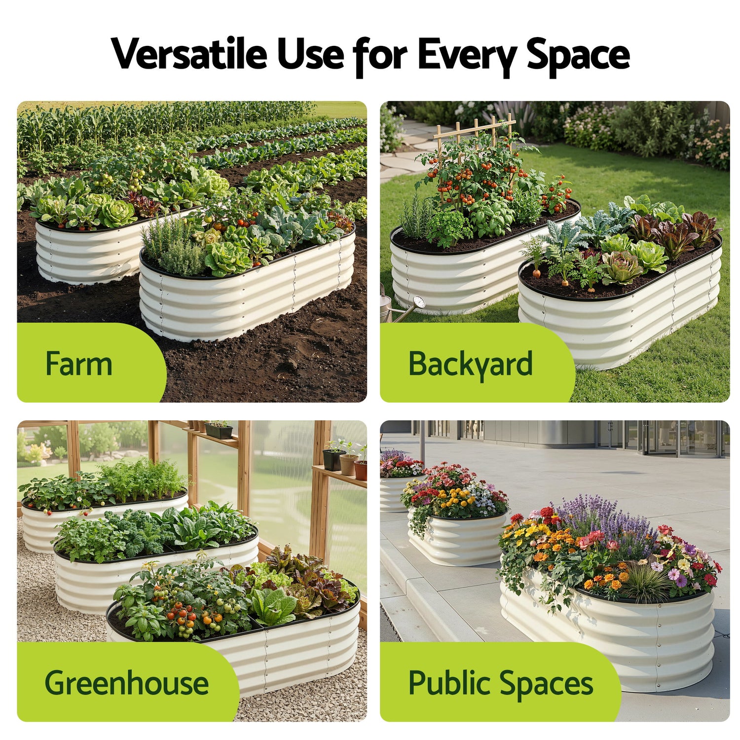 Greenfingers Raised Garden Bed 1.2m x .6m x 300mm (Twin pack) - White