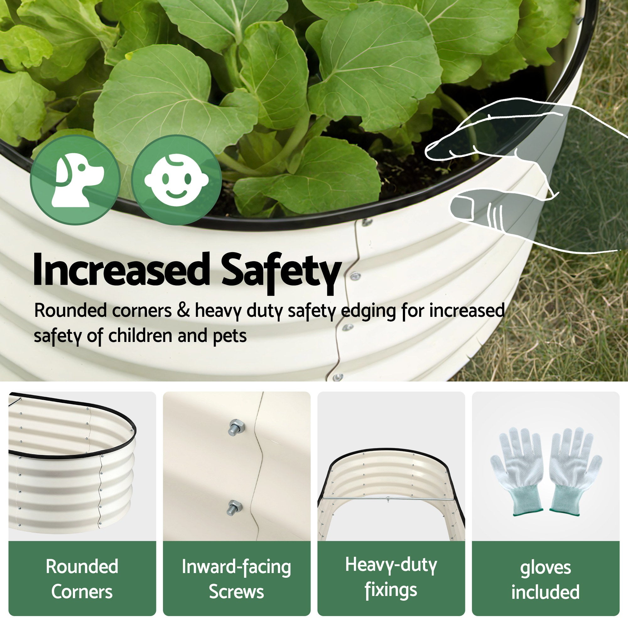 Greenfingers Raised Garden Bed 1.2m x .6m x 300mm (Twin pack) - White