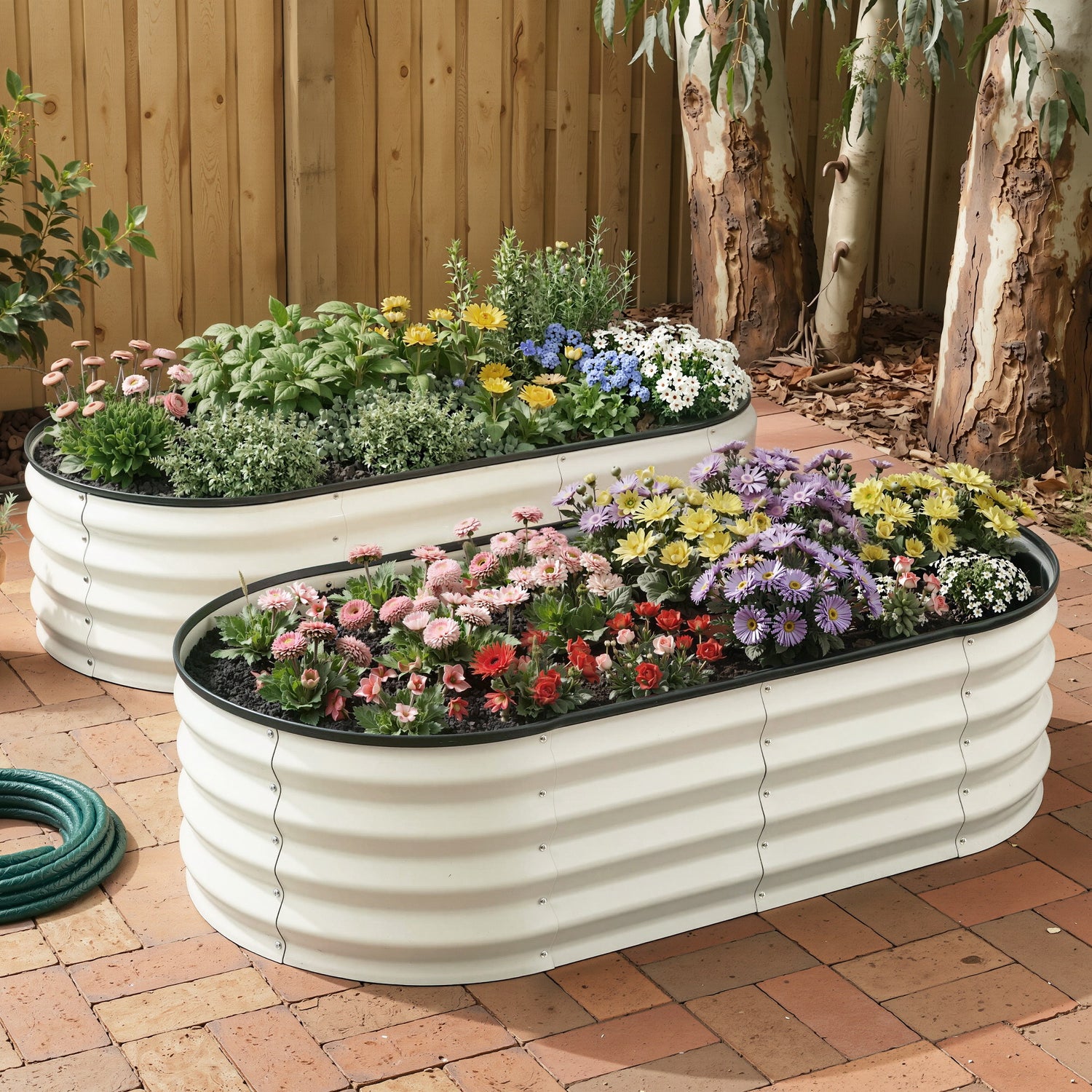 Greenfingers Raised Garden Bed 1.2m x .6m x 300mm (Twin pack) - White