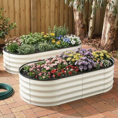 Greenfingers Raised Garden Bed 1.2m x .6m x 300mm (Twin pack) - White
