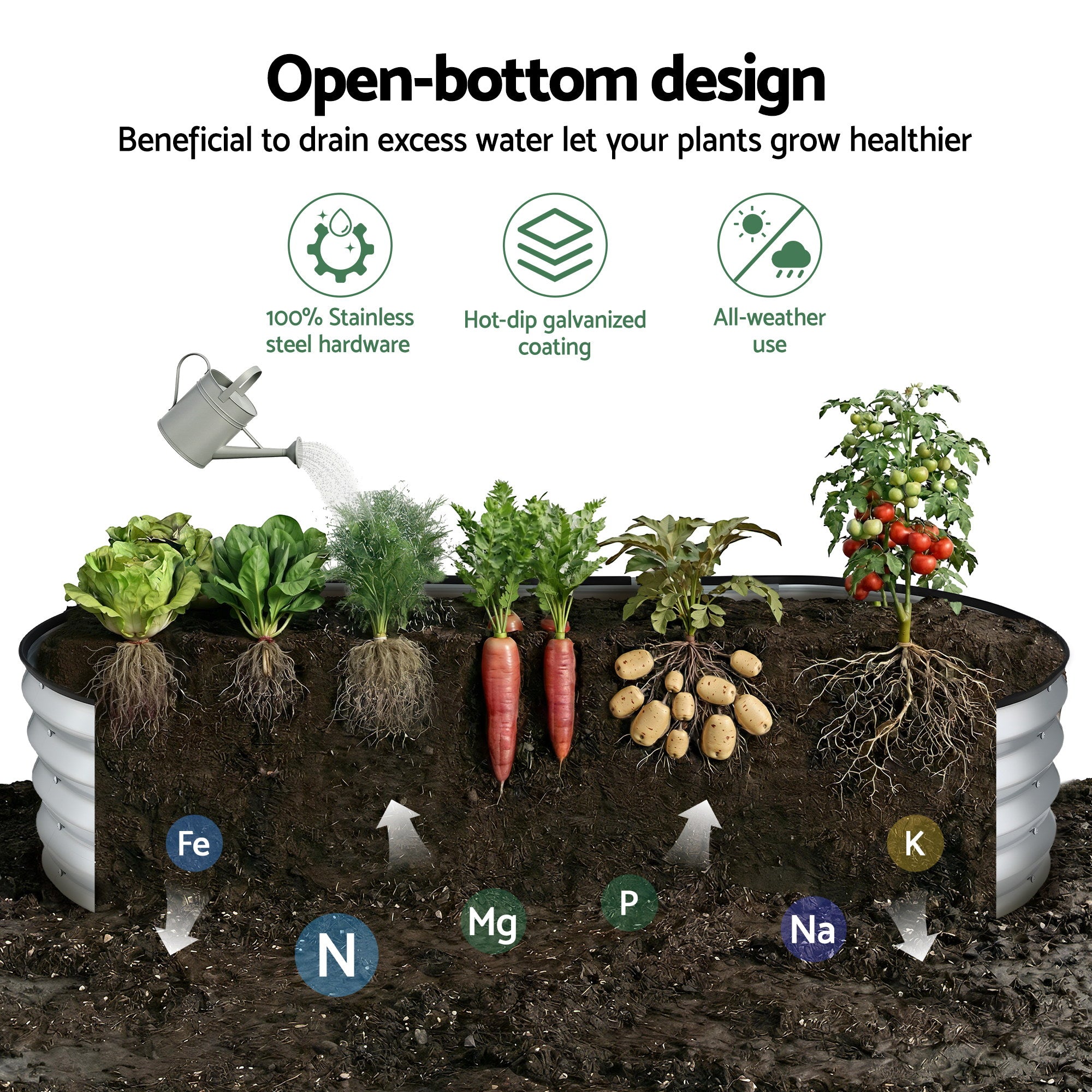 Greenfingers Raised Garden Bed 1.5m x .7m x 300mm - Silver