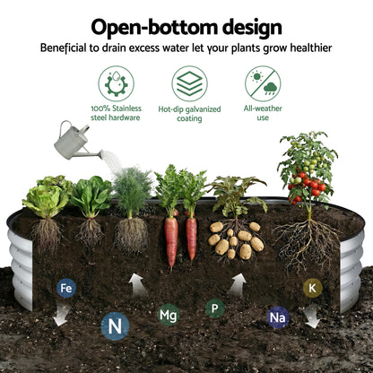 Greenfingers Raised Garden Bed 1.5m x .7m x 300mm - Silver