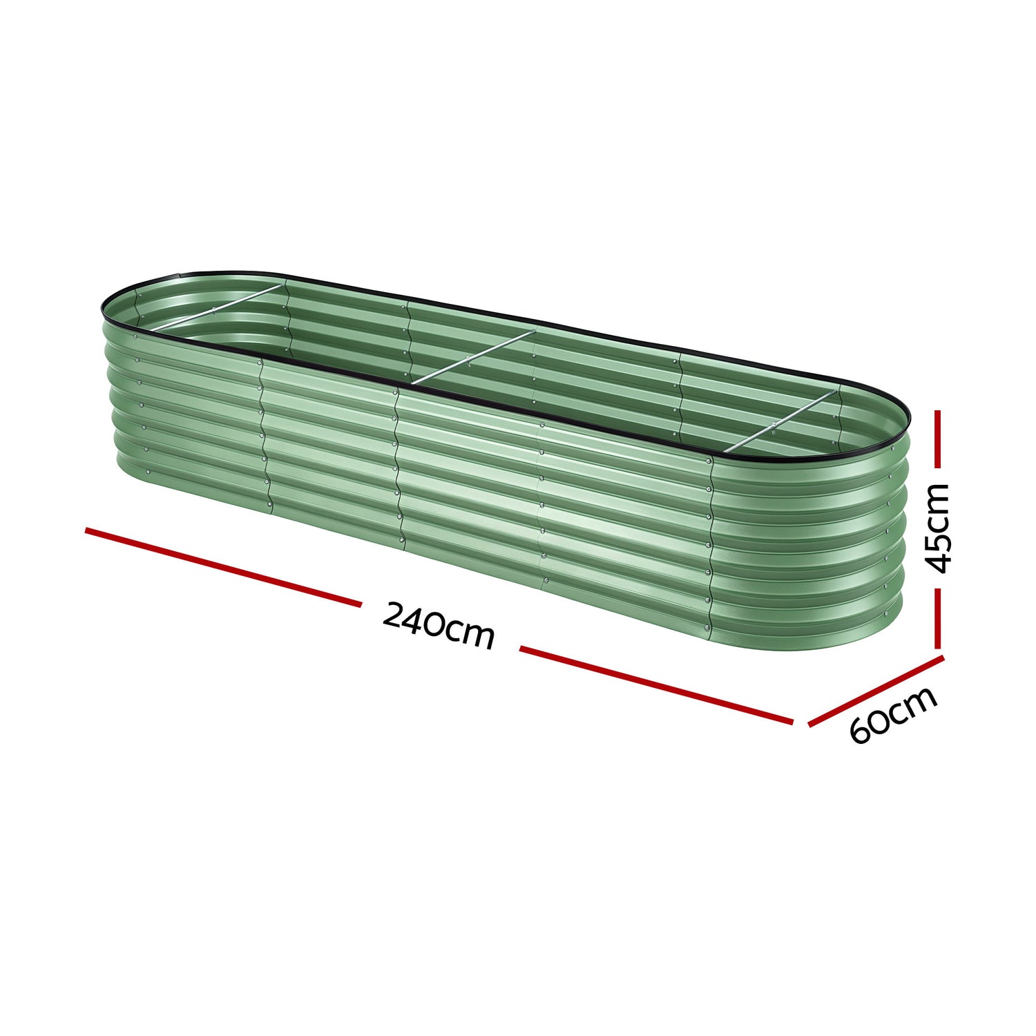 Greenfingers Raised Garden Bed 2.4m x .6m x 450mm - Green