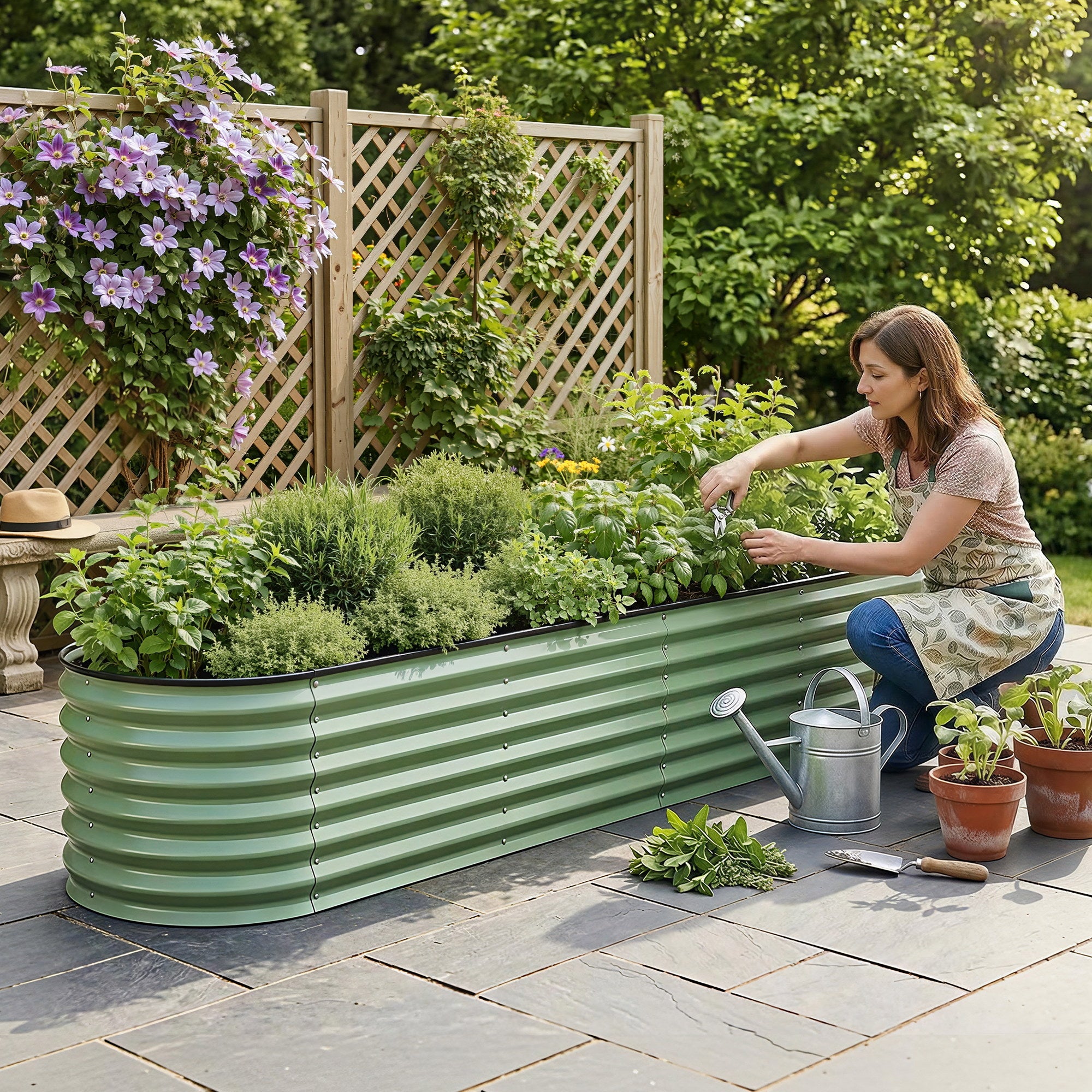 Greenfingers Raised Garden Bed 2.4m x .6m x 450mm - Green