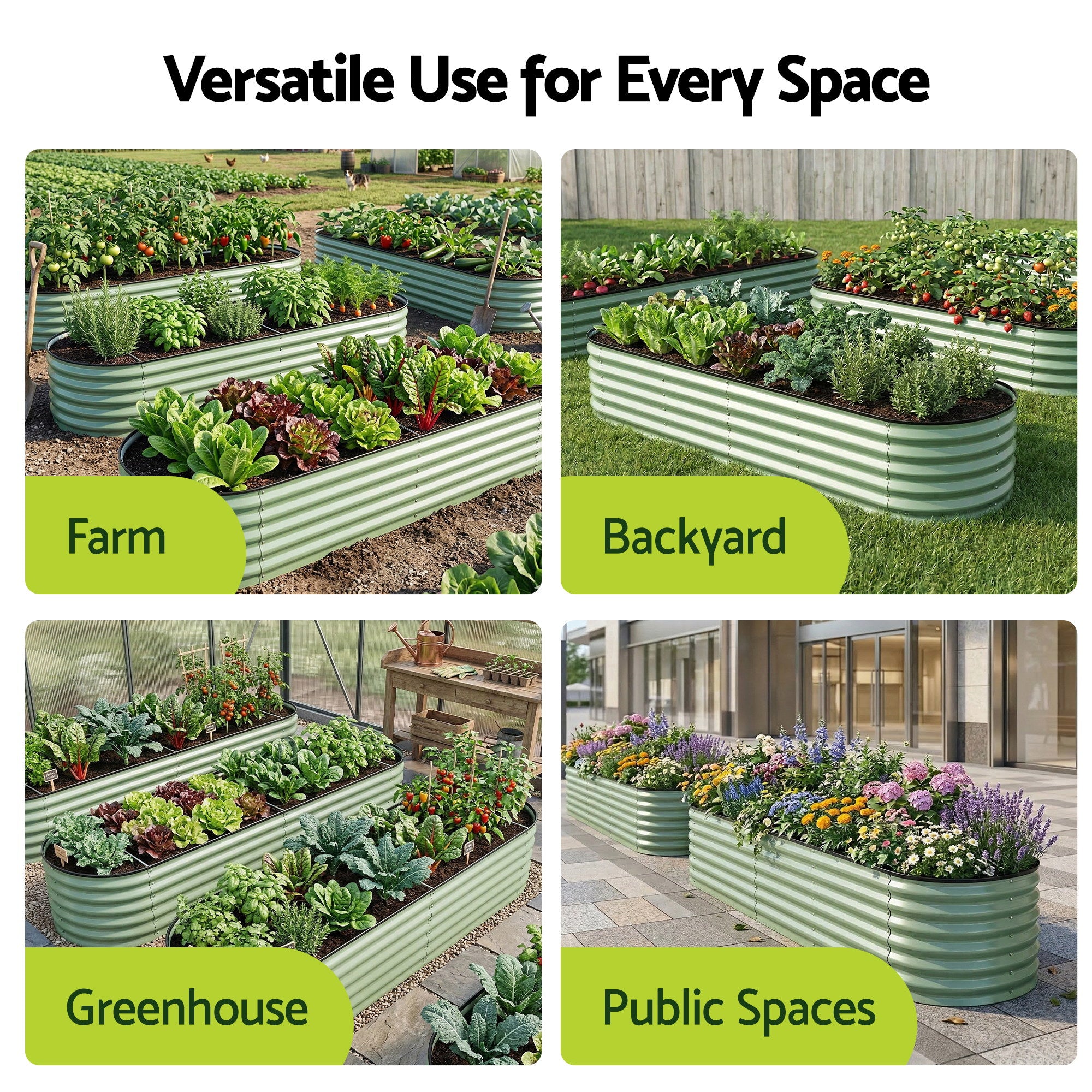 Greenfingers Raised Garden Bed 2.4m x .6m x 450mm - Green