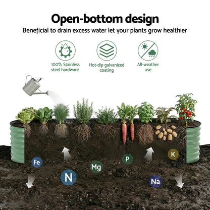 Greenfingers Raised Garden Bed 2.4m x .6m x 450mm - Green