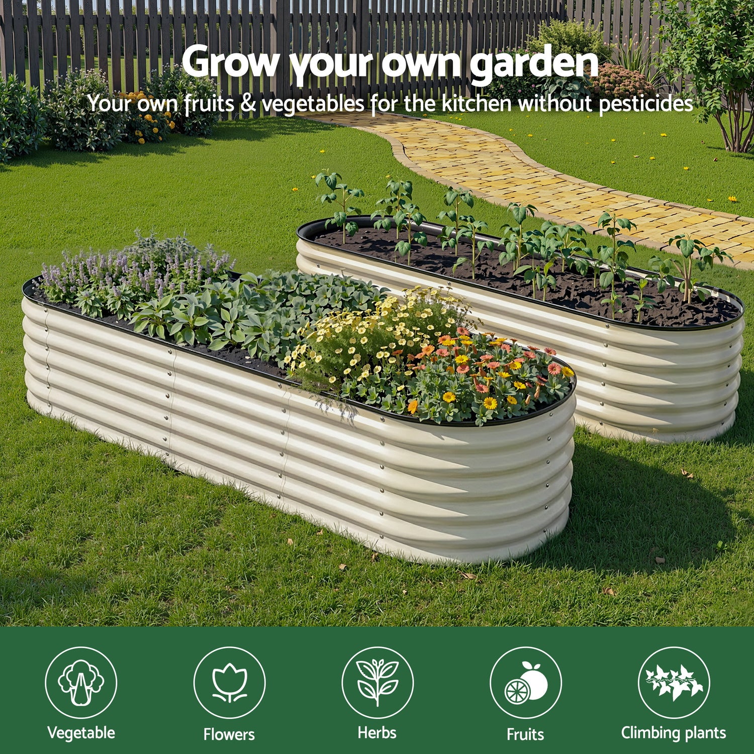 Greenfingers  Raised Garden Bed 2.4m x .6m x 450mm - White