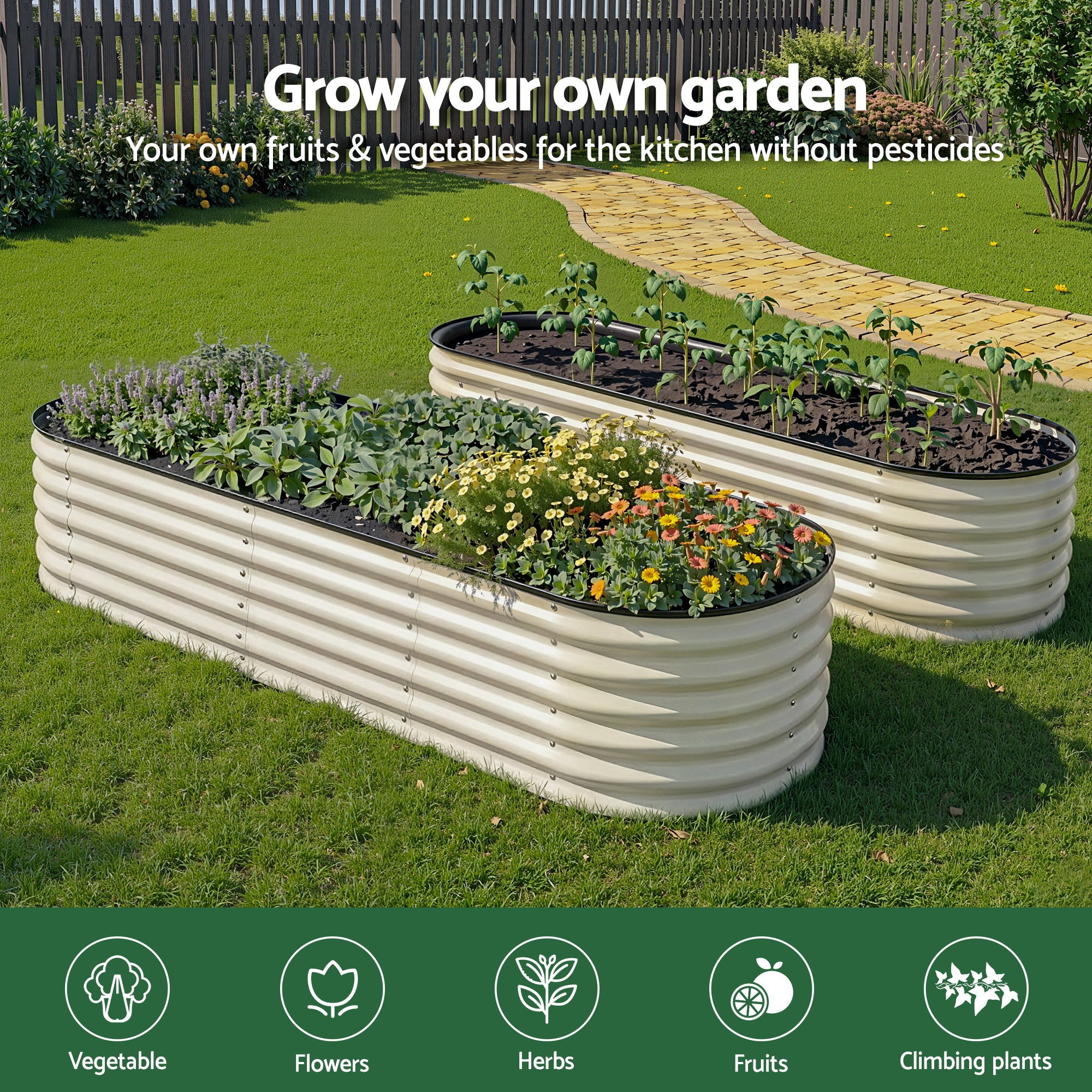 Greenfingers  Raised Garden Bed 2.4m x .6m x 450mm - White
