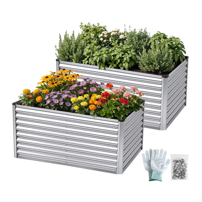 Greenfingers Raised Garden Bed 2.4m x .8m x  600mm  (2 in 1) - Silver