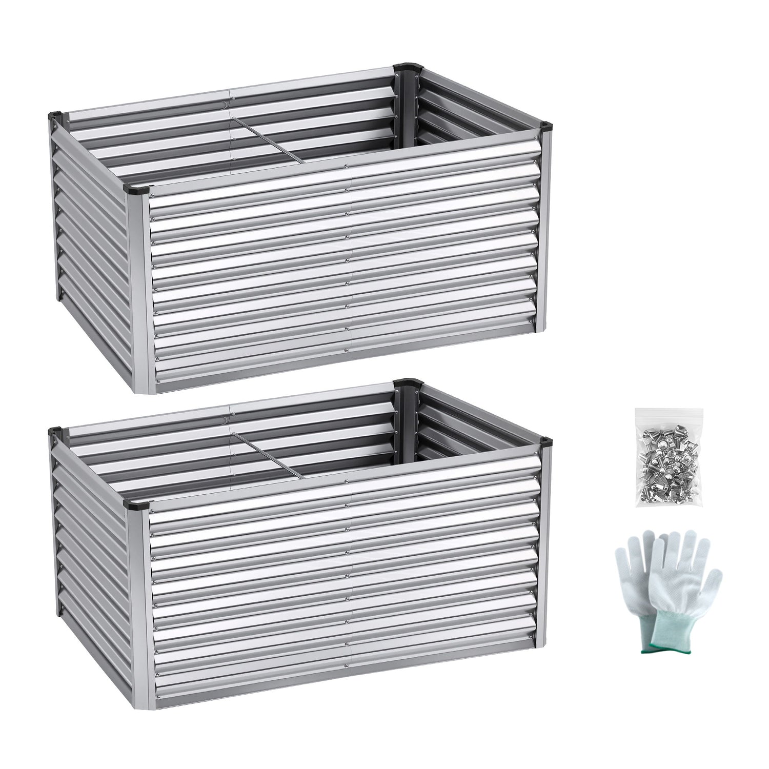 Greenfingers Raised Garden Bed 2.4m x .8m x  600mm  (2 in 1) - Silver