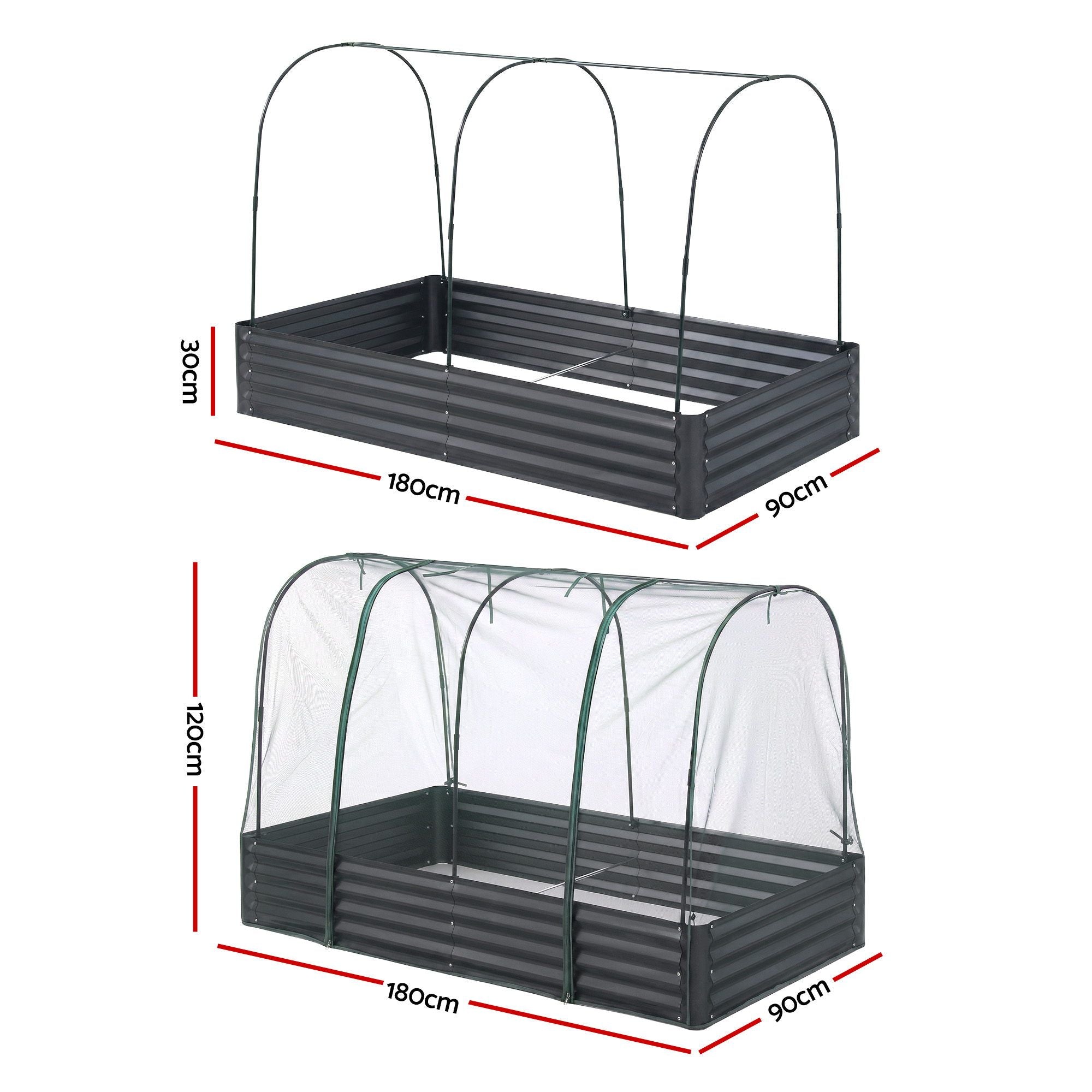 Greenfingers Raised Garden Bed with Cover 1.8m x .9m x 300mm (120cm High with cover)