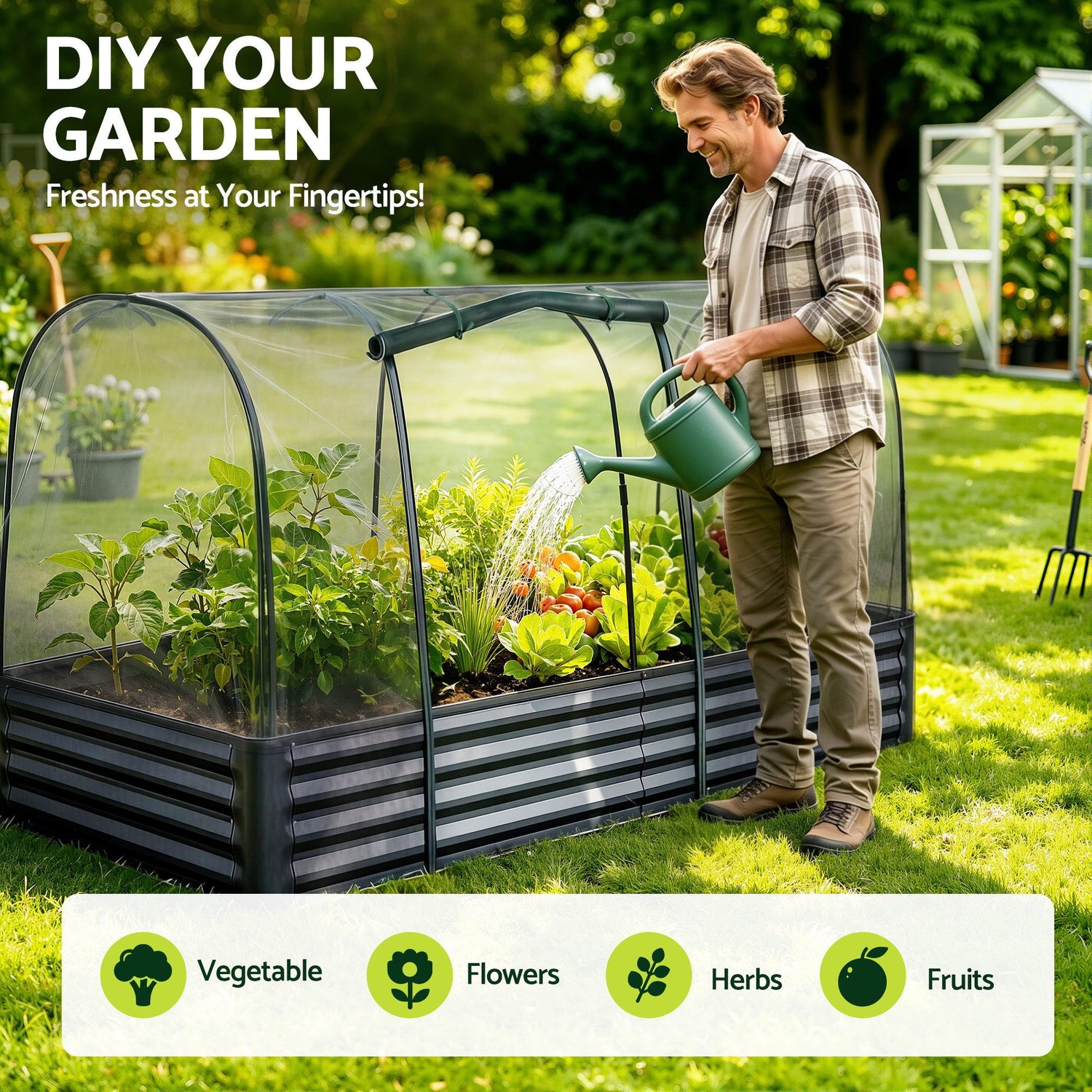 Greenfingers Raised Garden Bed with Cover 1.8m x .9m x 300mm (120cm High with cover)
