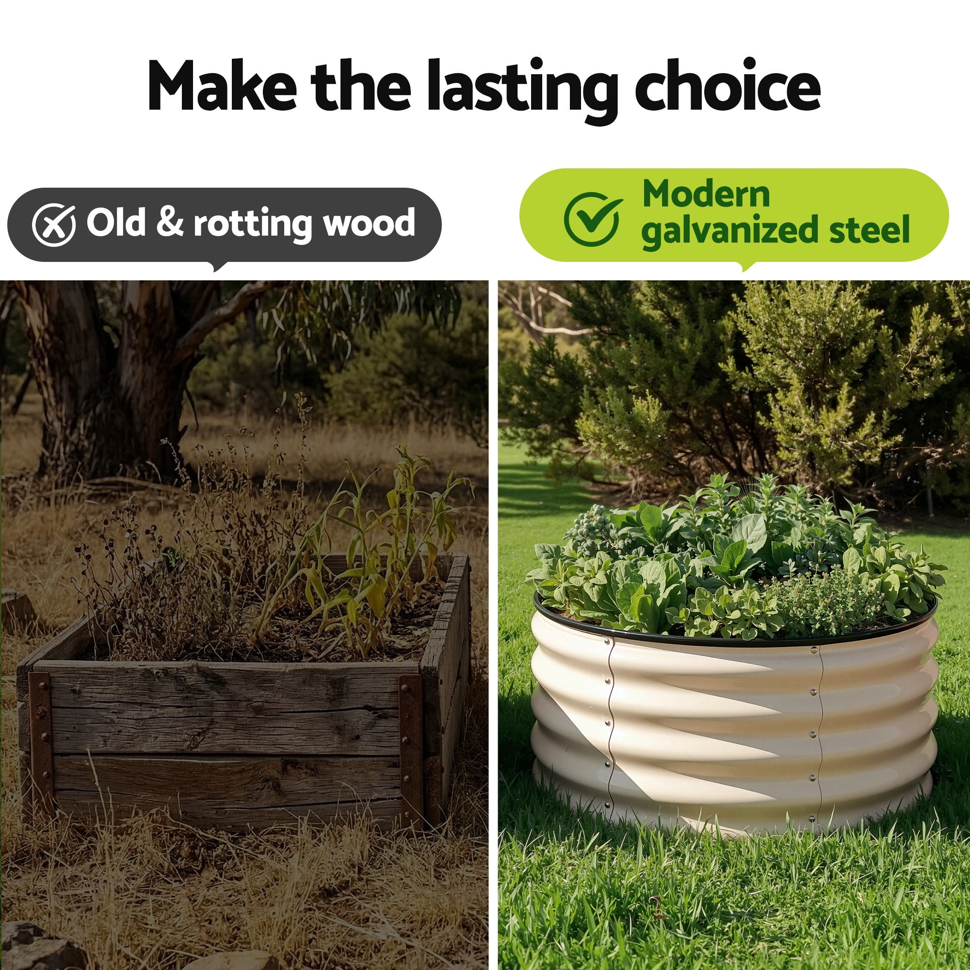 Greenfingers Raised Garden Bed .6mx 300mm (Twin pack) - White