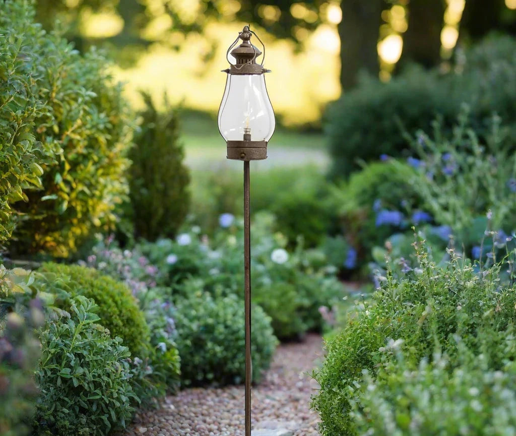 Garden Lantern on Stake w/ Battery Operated LED Light 14x12x111cm