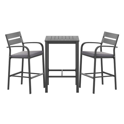 Gardeon 3-Piece Outdoor Bar Set — Bar Table &amp; 2 Stools, Black
