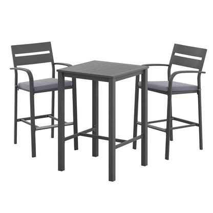 Gardeon 3-Piece Outdoor Bar Set — Bar Table &amp; 2 Stools, Black