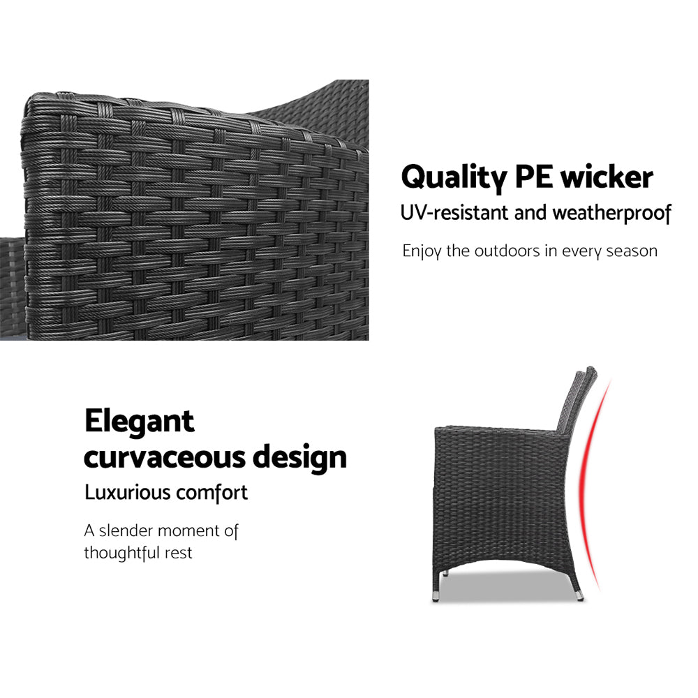 Gardeon 3-Piece Wicker Bistro Set — Black