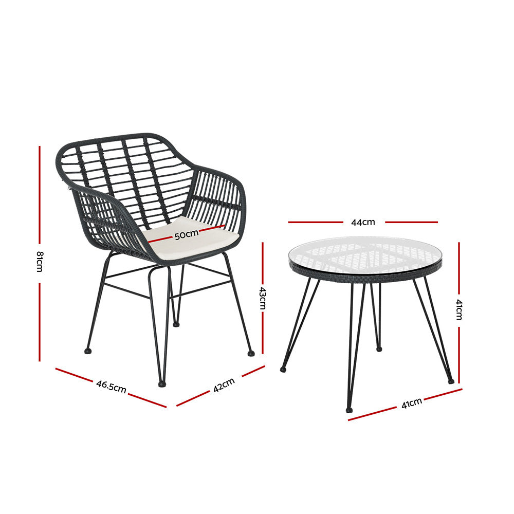 Gardeon 2-Piece Wicker Lounge Set — Grey