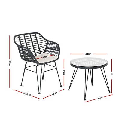 Gardeon 2-Piece Wicker Lounge Set — Grey