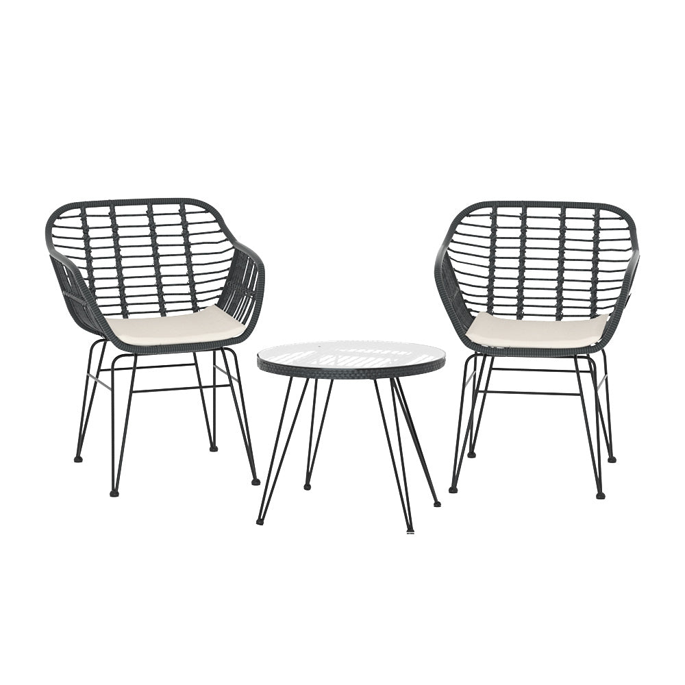 Gardeon 2-Piece Wicker Lounge Set — Grey