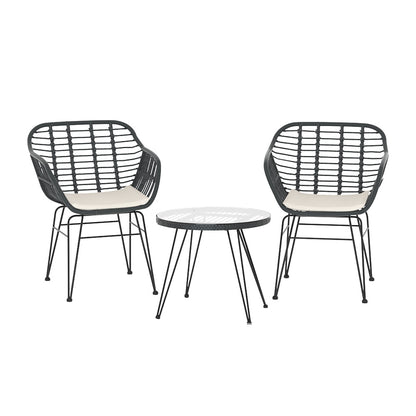 Gardeon 2-Piece Wicker Lounge Set — Grey