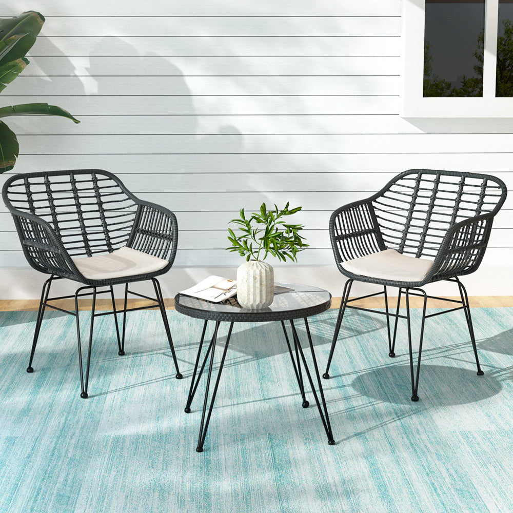 Gardeon 2-Piece Wicker Lounge Set — Grey
