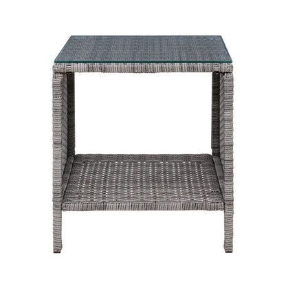 Gardeon Outdoor Wicker Side Table — Grey