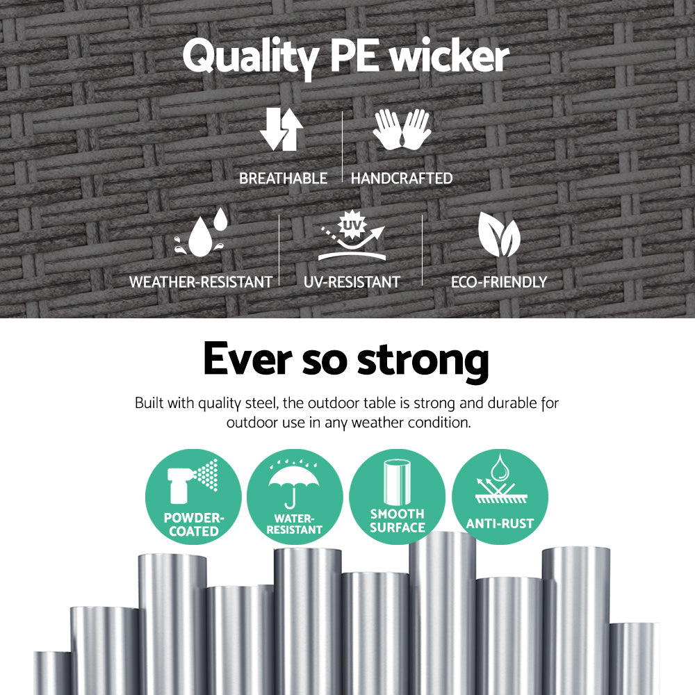 Gardeon Outdoor Wicker Side Table — Grey