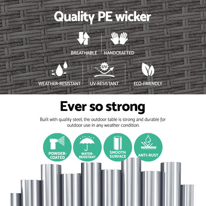 Gardeon Outdoor Wicker Side Table — Grey