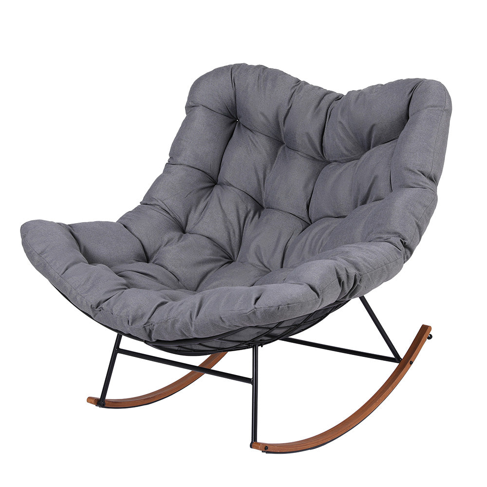 Gardeon Papasan Rocking Chair — Grey Outdoor &amp; Indoor