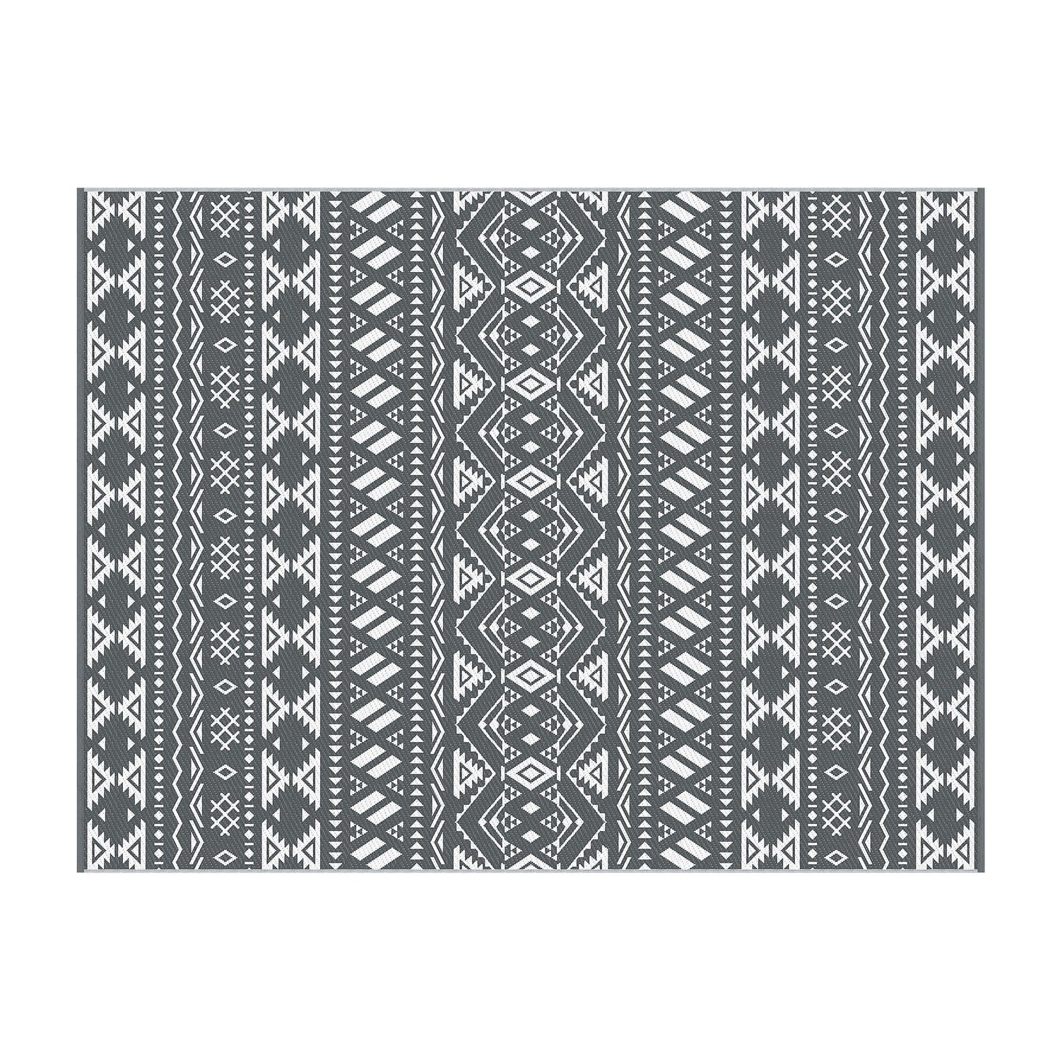 Gardeon Reversible Outdoor Rug 274x366cm — Grey