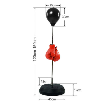 Free-Standing Boxing Set: PU Punching Ball &amp; Boxing Gloves