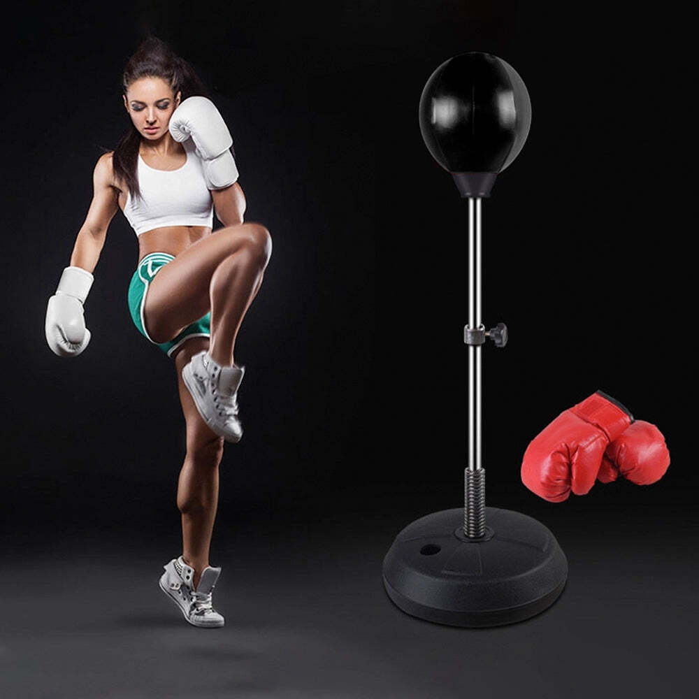 Free-Standing Boxing Set: PU Punching Ball &amp; Boxing Gloves