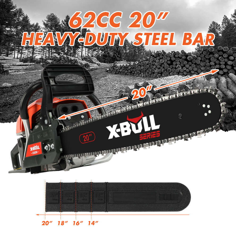 X-BULL Petrol Chainsaws Commercial  20&quot; Bar  62cc E-Start Tree Pruning Top Handle