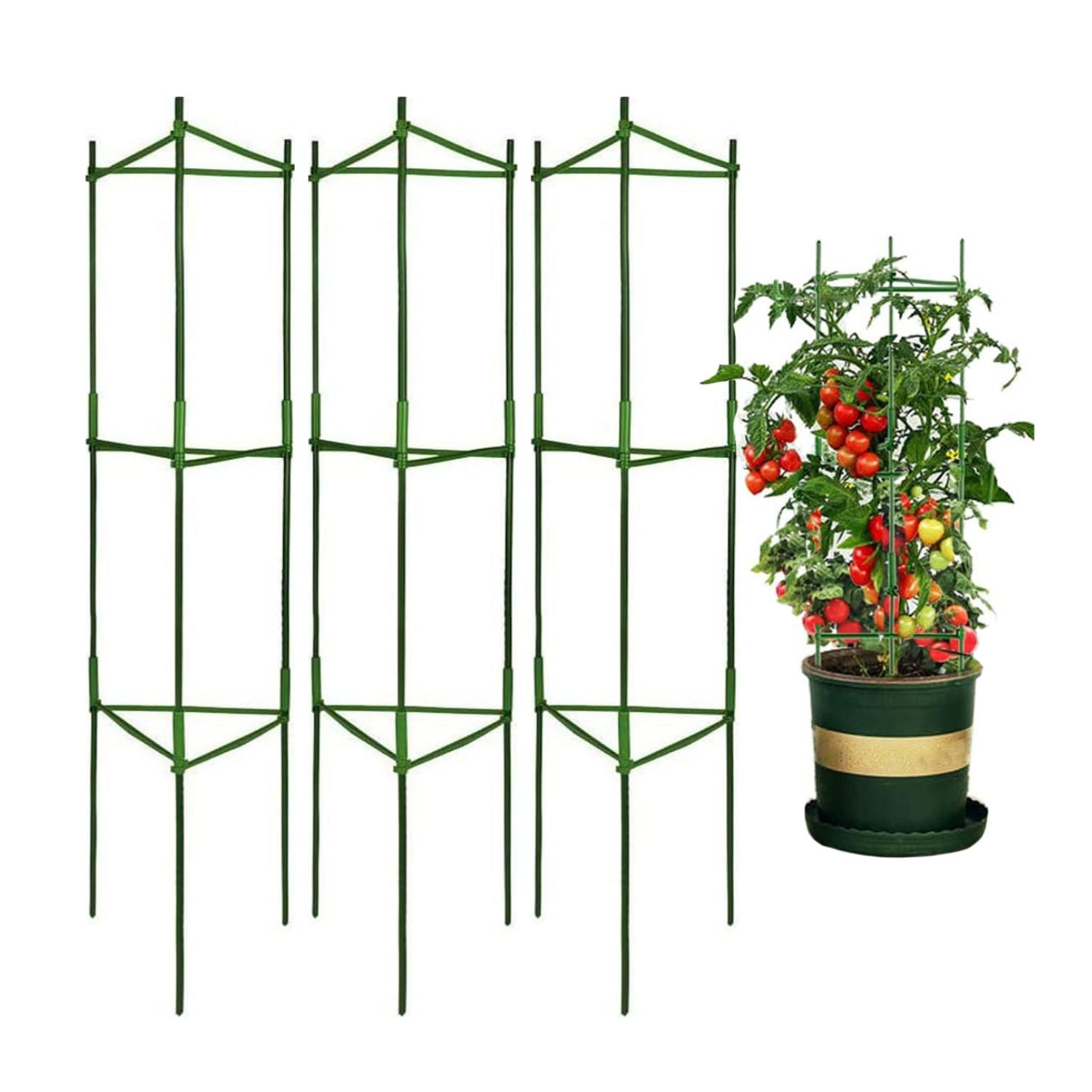 Noveden |Tomato Supports Cages - 3 Sets Green