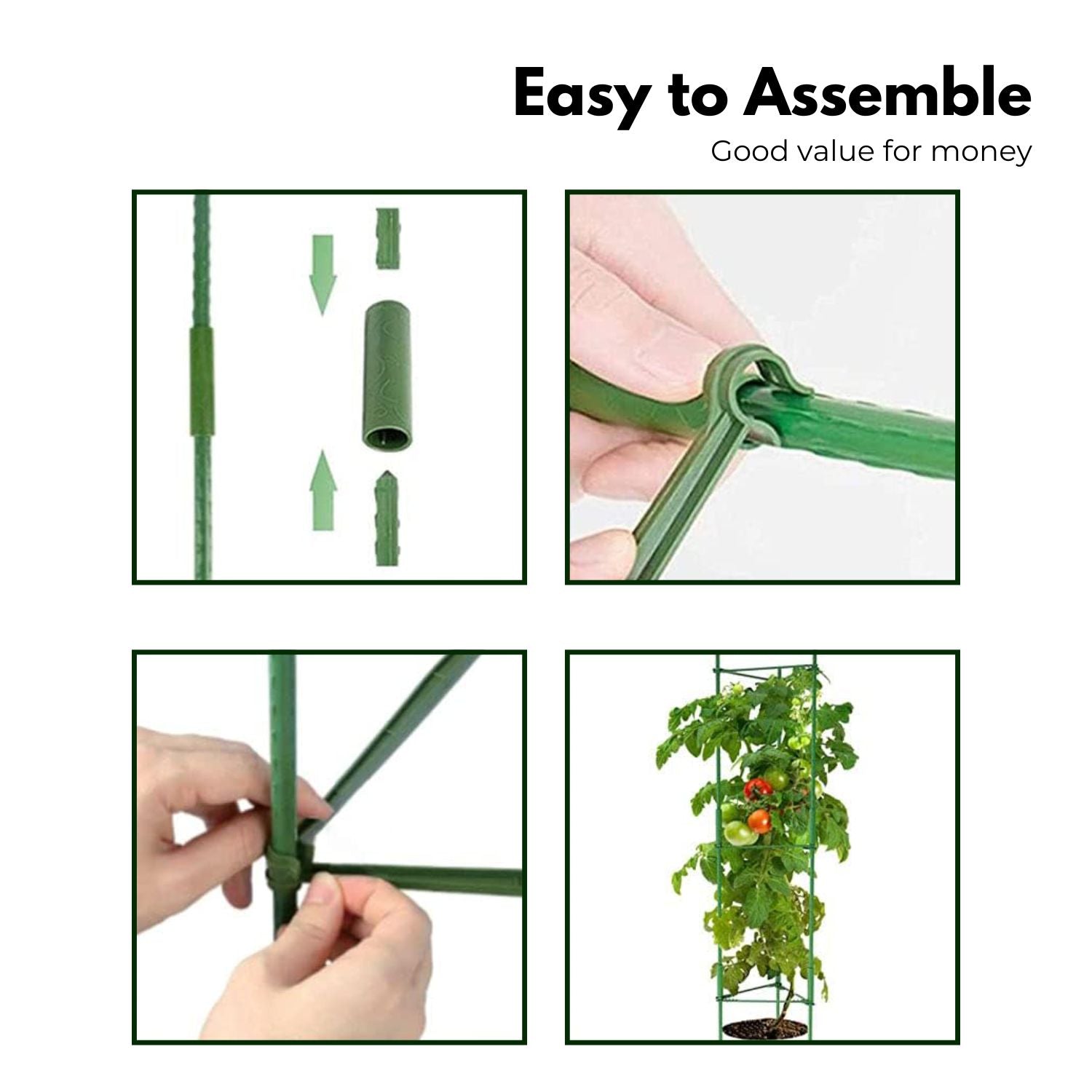 Noveden |Tomato Supports Cages - 3 Sets Green