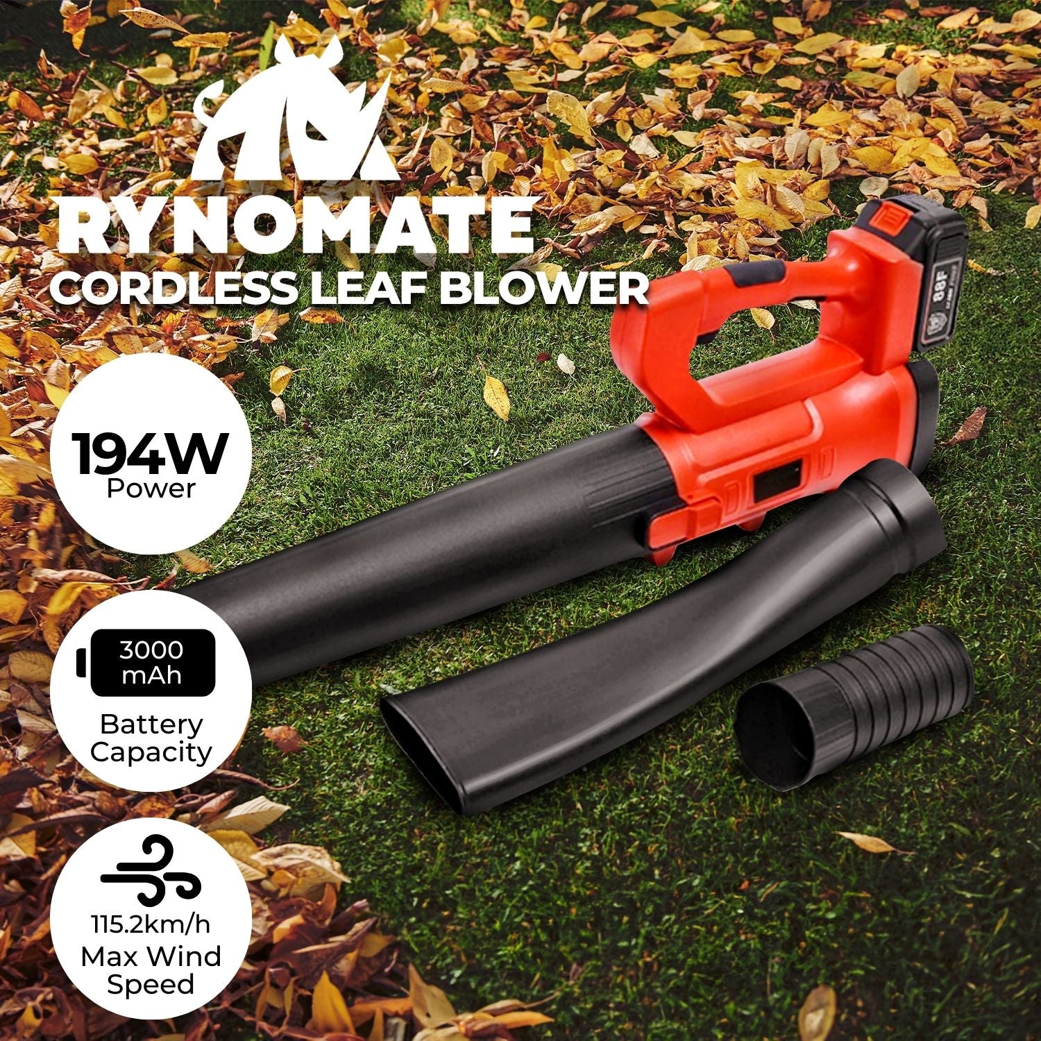 Rynomate | Cordless Leaf Blower with 18v Lithium Battery