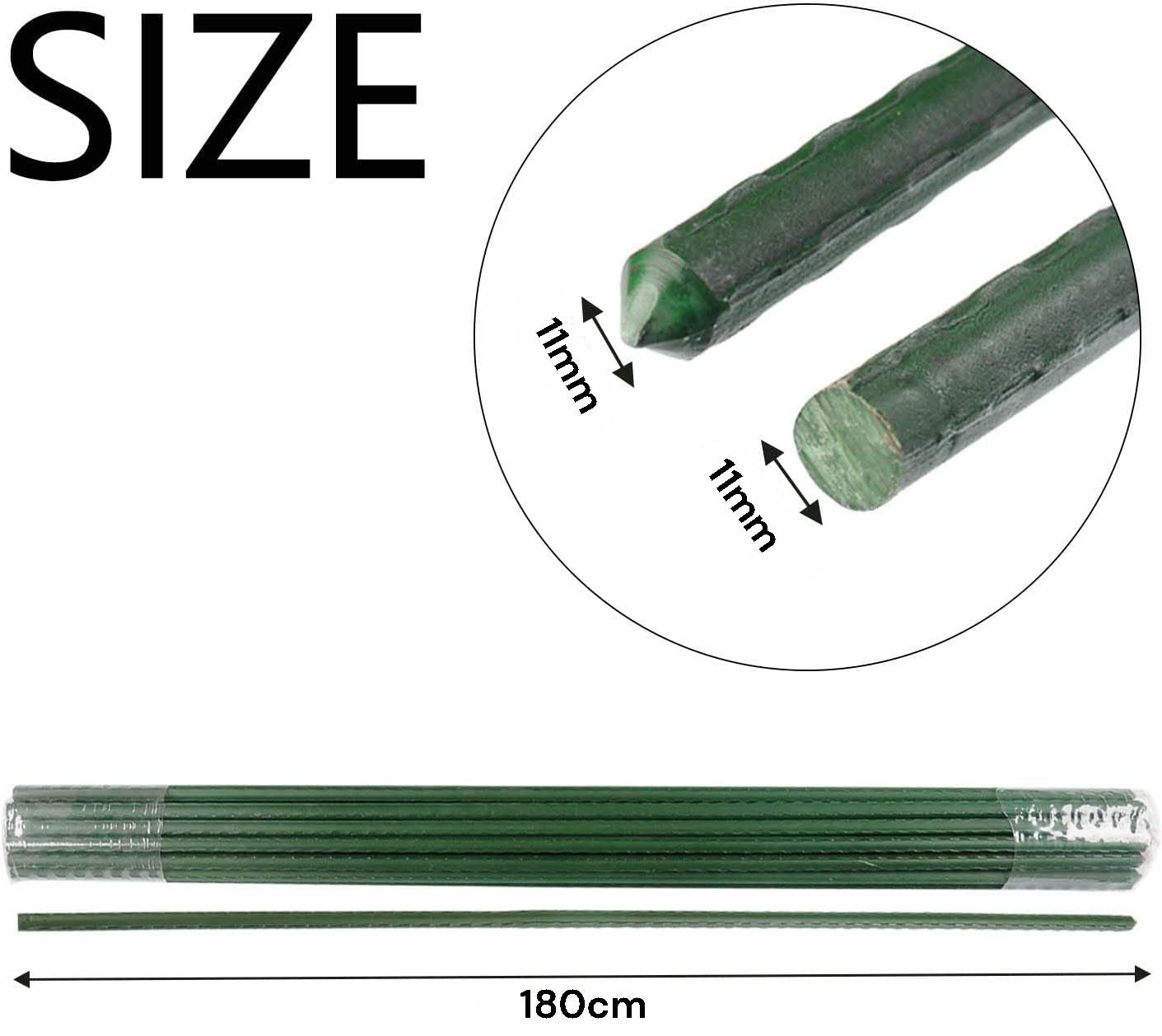 Steel Plant Support Stakes (11mm) - 180cm long  - 10 pcs