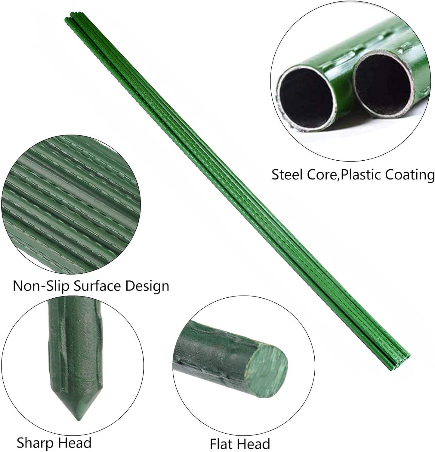 Steel Plant Support Stakes (11mm) - 180cm long  - 10 pcs