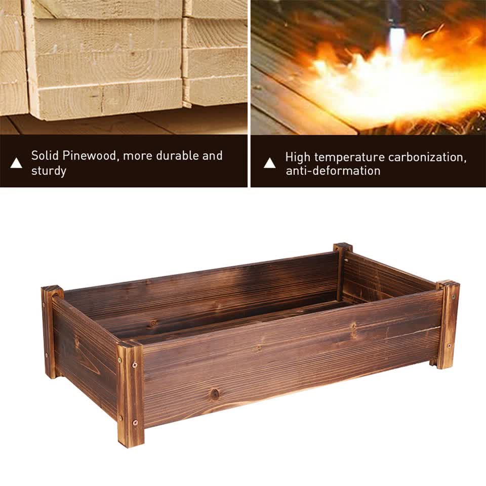 Wooden Raised Garden Bed 65cm x 33cm x 16cm