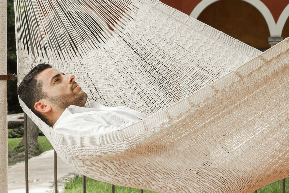 Mayan Legacy Outdoor Cotton Hammock — Family Size Marble