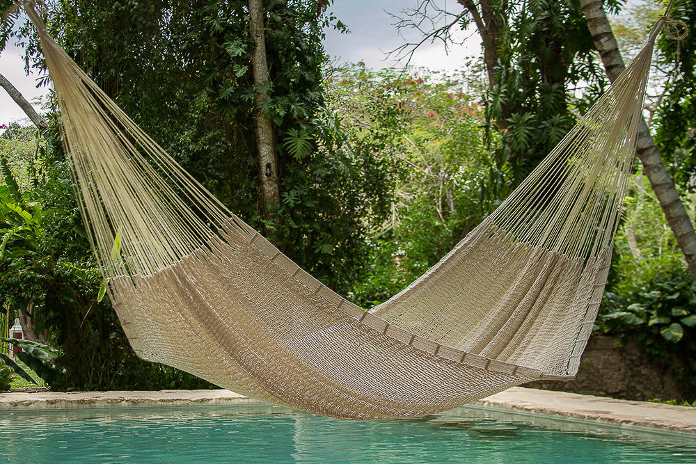 Mayan Legacy Outdoor Cotton Hammock — Family Size Marble