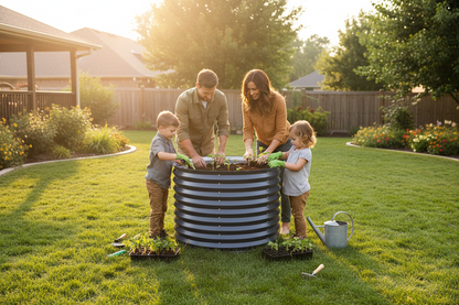 Family Gardening Scene