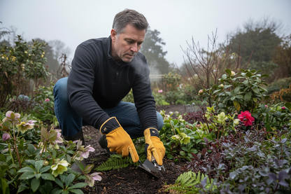 Gold Leaf WINTER TOUCH Gents gardening gloves in cold Australian winter garden